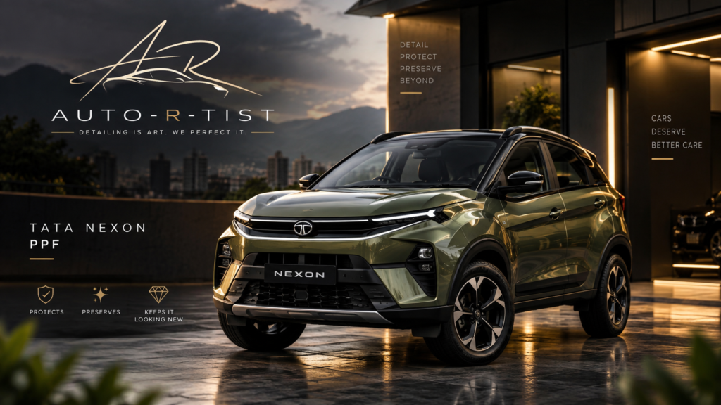 Tata Nexon SUV with paint protection film for professional paint protection