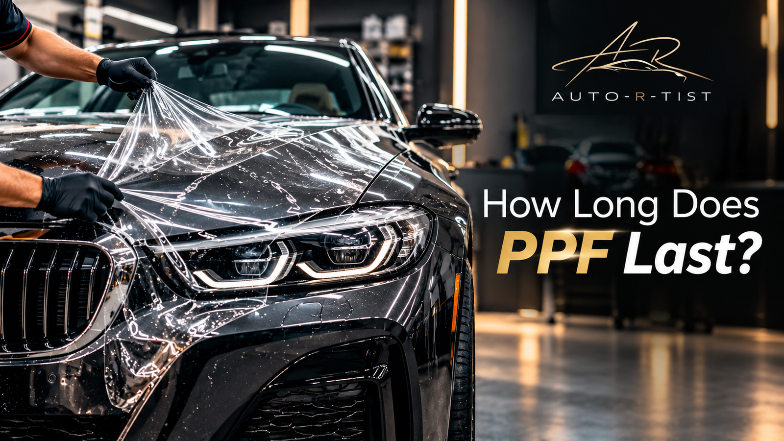 Paint Protection Film being applied to a luxury car