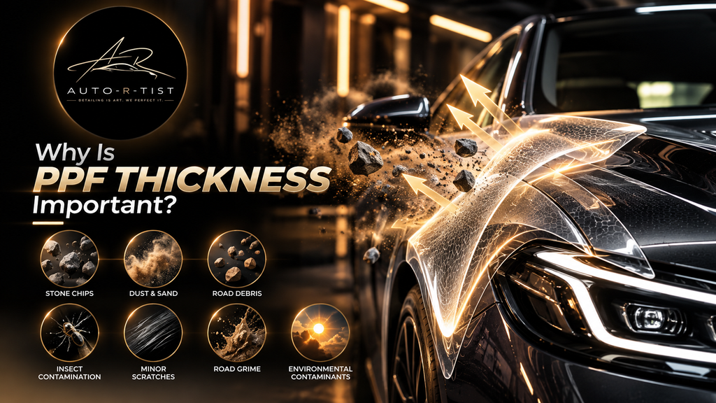 Why PPF thickness is important for protecting car paint from stone chips, road debris and scratches