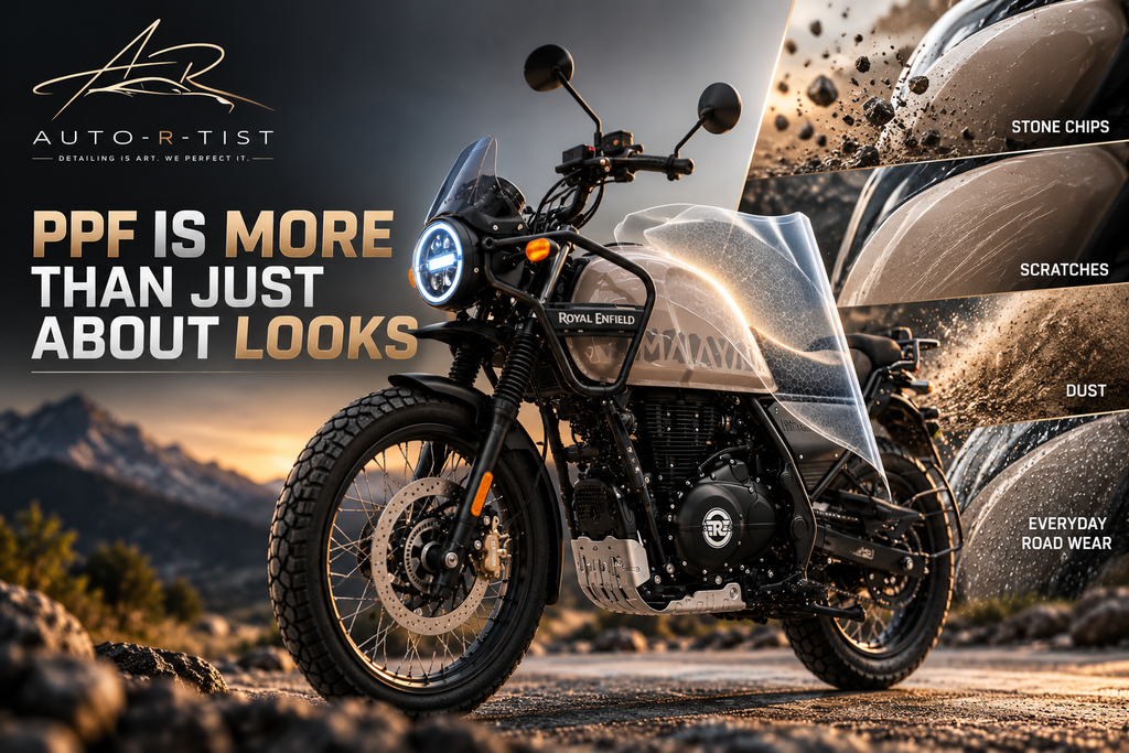 Himalayan 450 protected with PPF against scratches, stone chips and everyday road wear
