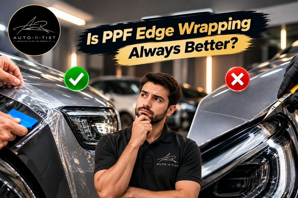 PPF edge wrapping for seamless Paint Protection Film installation